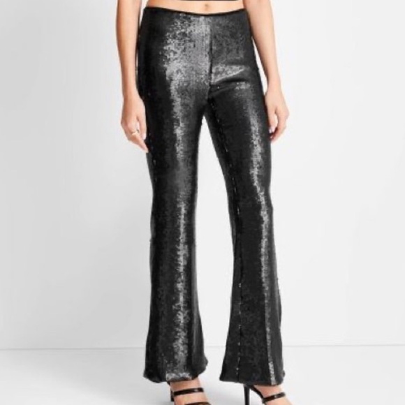 Future Collective black sequin flare pants NWT 2 - Picture 1 of 7